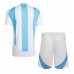 Camisa de Futebol Argentina Equipamento Principal Infantil Copa America 2024 Manga Curta (+ Calças curtas)